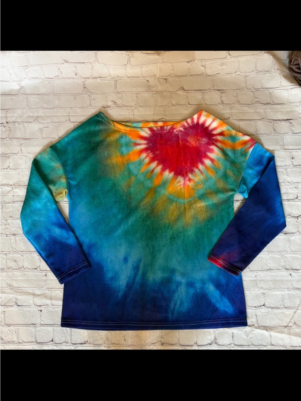 Tie-Dye Long Sleeve Tee in Blue & Multicolor